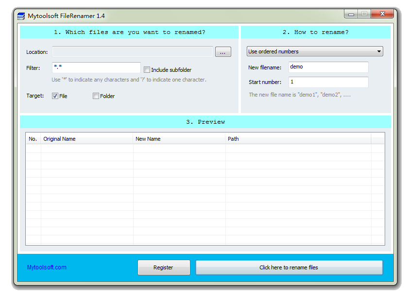 Windows 8 Mytoolsoft File Renamer full