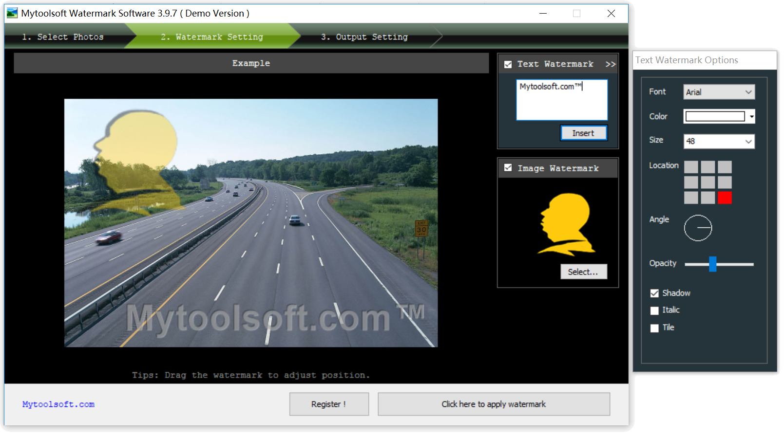 Mytoolsoft Watermark Software screen shot